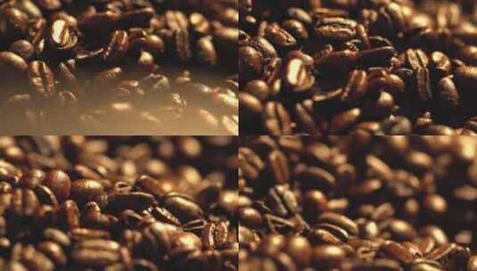 烘焙咖啡豆微距特写高清在线视频素材下载