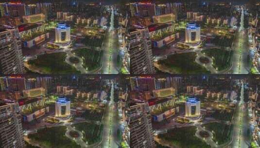 梧州政府广场夜景航拍延时视频高清在线视频素材下载