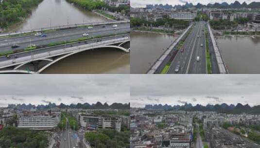 桂林解放桥航拍高清在线视频素材下载