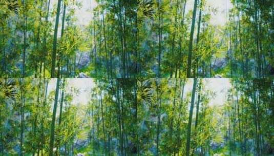 一幅森林中的竹林画高清在线视频素材下载