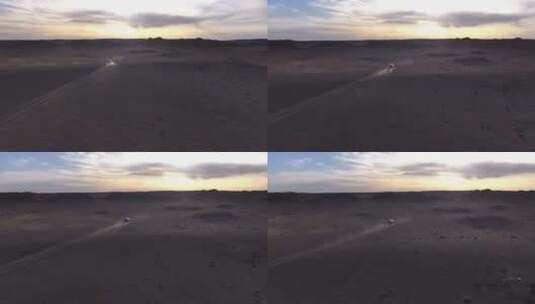越野车行驶在无人区戈壁荒漠中高清在线视频素材下载