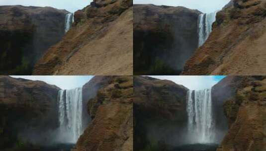 冰岛斯科加弗斯瀑布的低矮照片。高清在线视频素材下载
