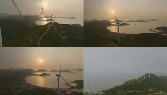 海边风电场 风力发电 嵊泗 海岛高清在线视频素材下载