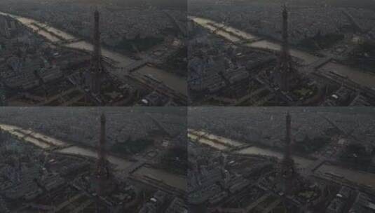 埃菲尔铁塔附近的建筑物和塞纳河高清在线视频素材下载