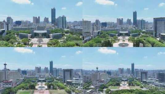 福州福建大剧院航拍五一广场风光城市风景高清在线视频素材下载