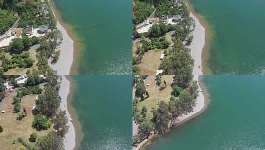 阳宗海柳树湾海边沙滩露营户外高清在线视频素材下载