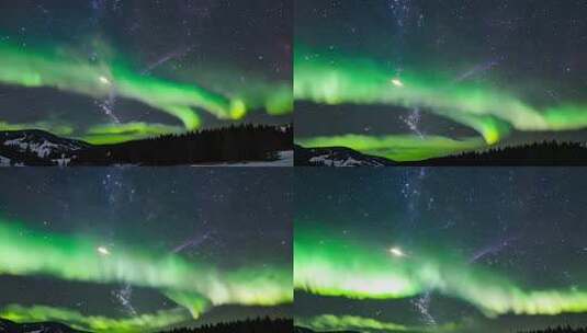 夜空极光 流星划过 神秘宇宙奇观高清在线视频素材下载