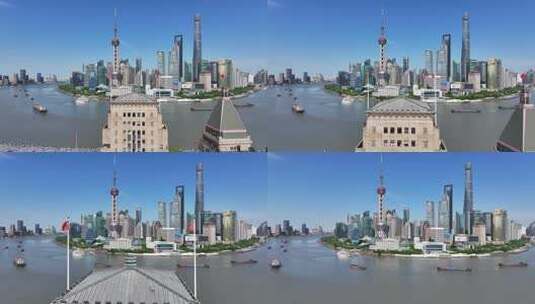 上海陆家嘴CBD大景黄浦江航拍高清在线视频素材下载