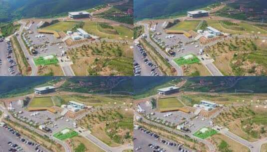 户外露营地帐篷鸟瞰全景高清在线视频素材下载