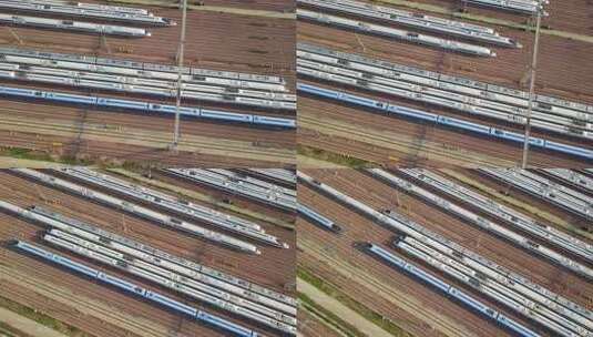 航拍高铁停放铁路场景高清在线视频素材下载