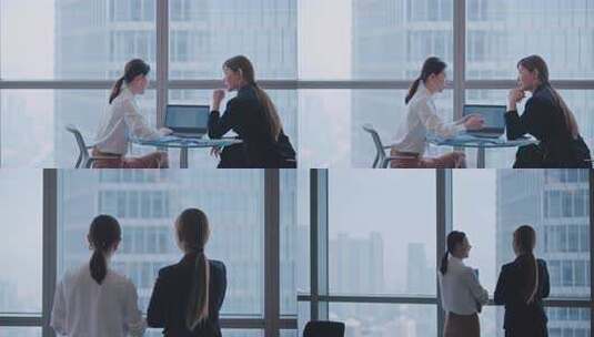 商务女性办公场景交流画面高清在线视频素材下载