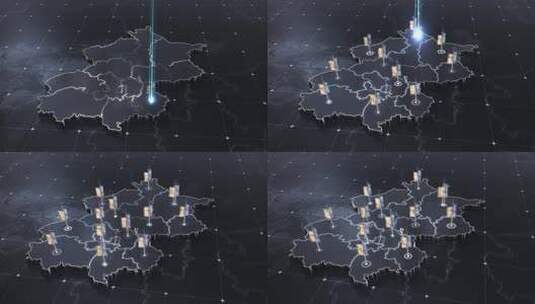 简约科技感地图辐射北京高清AE视频素材下载