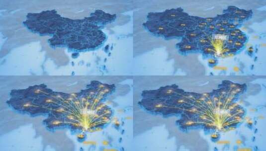 阳江市江城区辐射全国网络地图ae模板高清AE视频素材下载