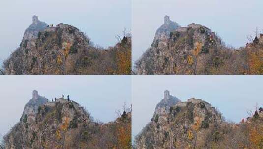 长城爬长城秋季景色高清在线视频素材下载