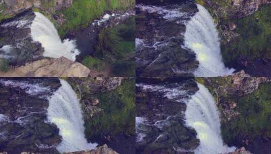 航拍山间瀑布高清在线视频素材下载