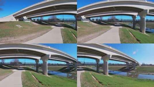 一座跨越河流的混凝土桥高清在线视频素材下载