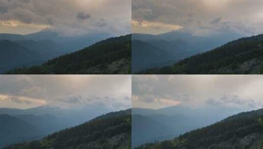 蓬松云和日落山丘的时移高清在线视频素材下载