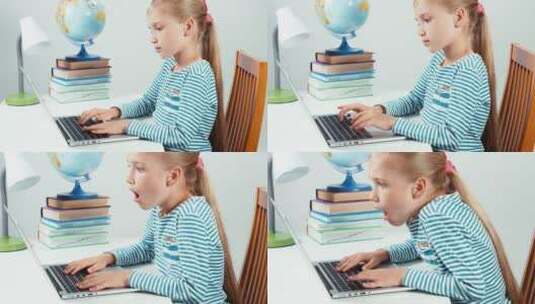 女孩看到了互联网信息感到震惊高清在线视频素材下载