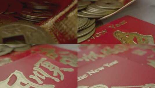 新年红包和硬币高清在线视频素材下载