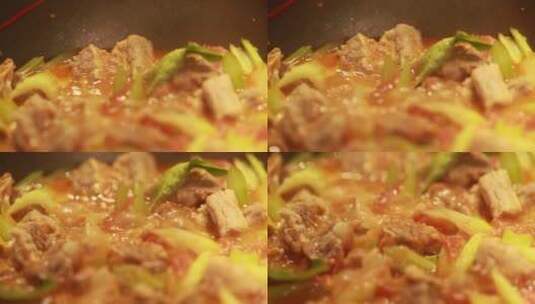 芹菜番茄炖牛腩高清在线视频素材下载