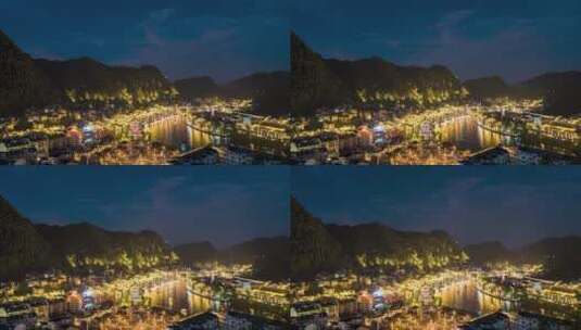 贵州镇远古镇5A景区夜景延时摄影4K高清在线视频素材下载
