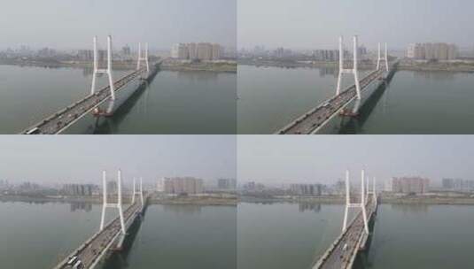 湖南湘潭湘江三桥航拍高清在线视频素材下载