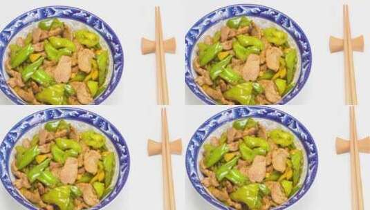 中餐湘菜-小炒肉4k视频平移镜头高清在线视频素材下载