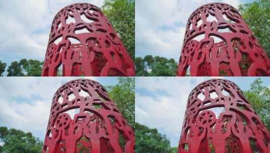 广西崇左花山岩画雕塑高清在线视频素材下载