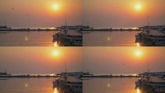 日落前平静的港口水域高清在线视频素材下载