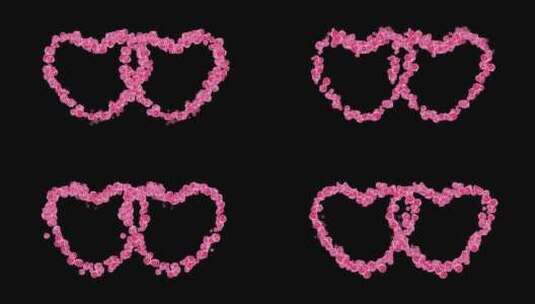 4K心心相印粉红花朵粒子通道视频2高清在线视频素材下载
