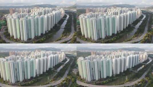 城市香港上海建筑物住宅小区延时航拍高清在线视频素材下载