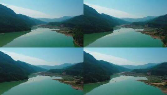 群山环绕的飞云湖高清在线视频素材下载