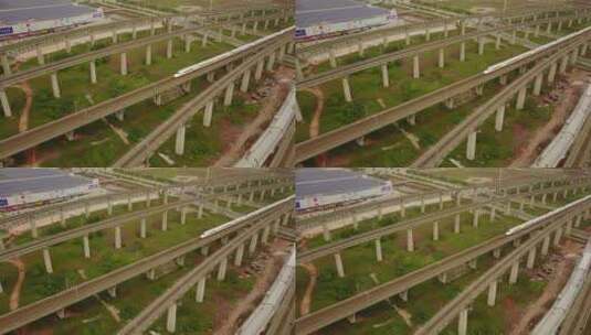 航拍铁路桥高清在线视频素材下载