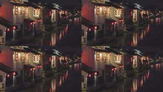 【空镜】4K夜景-江南古运河-街景灯笼-水乡高清在线视频素材下载