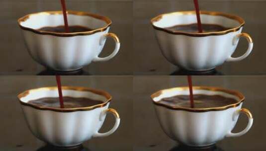 咖啡渐渐倒满了杯子高清在线视频素材下载
