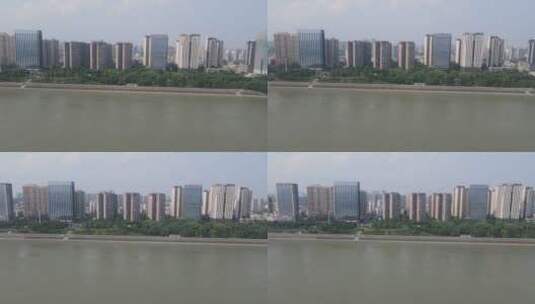 航拍湖北宜昌沿江大道高楼CBD高清在线视频素材下载
