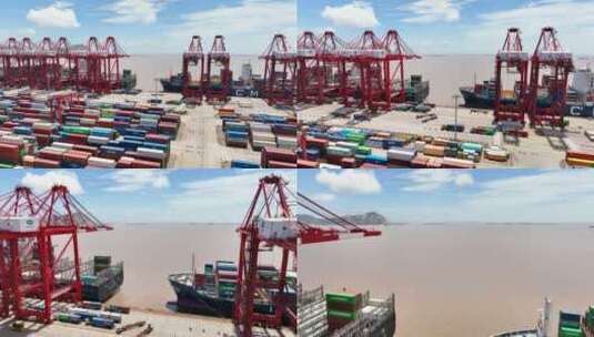 上海洋山港口航拍高清在线视频素材下载