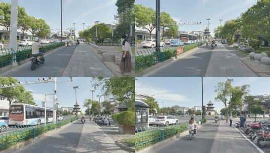 扬州街头人文景观高清在线视频素材下载