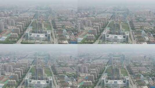 航拍山东泰山泰安城市全貌城市建筑高清在线视频素材下载