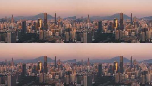 延时-深圳罗湖区夕阳天际线建筑群高清在线视频素材下载