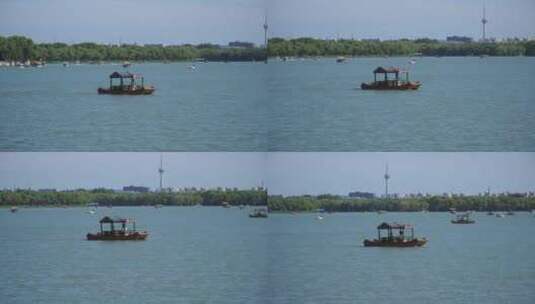 水上娱乐划船景区游客夏季避暑高清在线视频素材下载