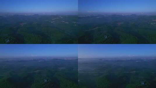 南方乡村青山绿树森林雾气自然唯美航拍风光高清在线视频素材下载