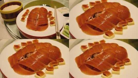 北京烤鸭切片装盘美食视频素材高清在线视频素材下载
