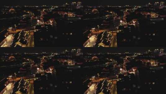 航拍苏州七里山塘街夜景高清在线视频素材下载