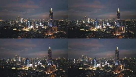 南京市紫峰大厦城市环境夜景航拍高清在线视频素材下载