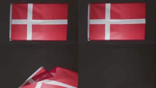 工作室拍摄的丹麦国旗高清在线视频素材下载