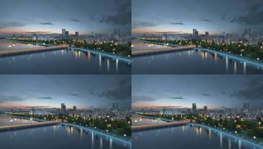 城市高楼夜景天际线三维画面高清在线视频素材下载