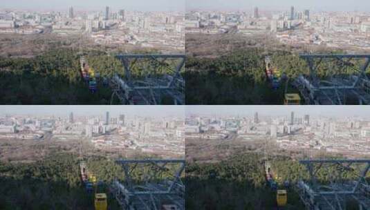 济南市千佛山景区索道缆车公共交通运行实拍高清在线视频素材下载