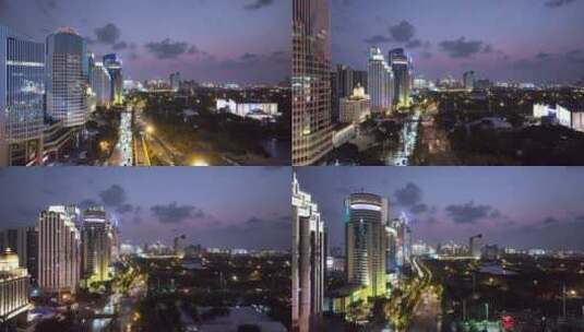 航拍海口城市建筑夜景高清在线视频素材下载