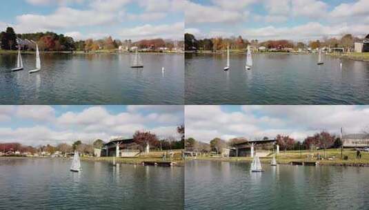 湖上航行的帆船高清在线视频素材下载